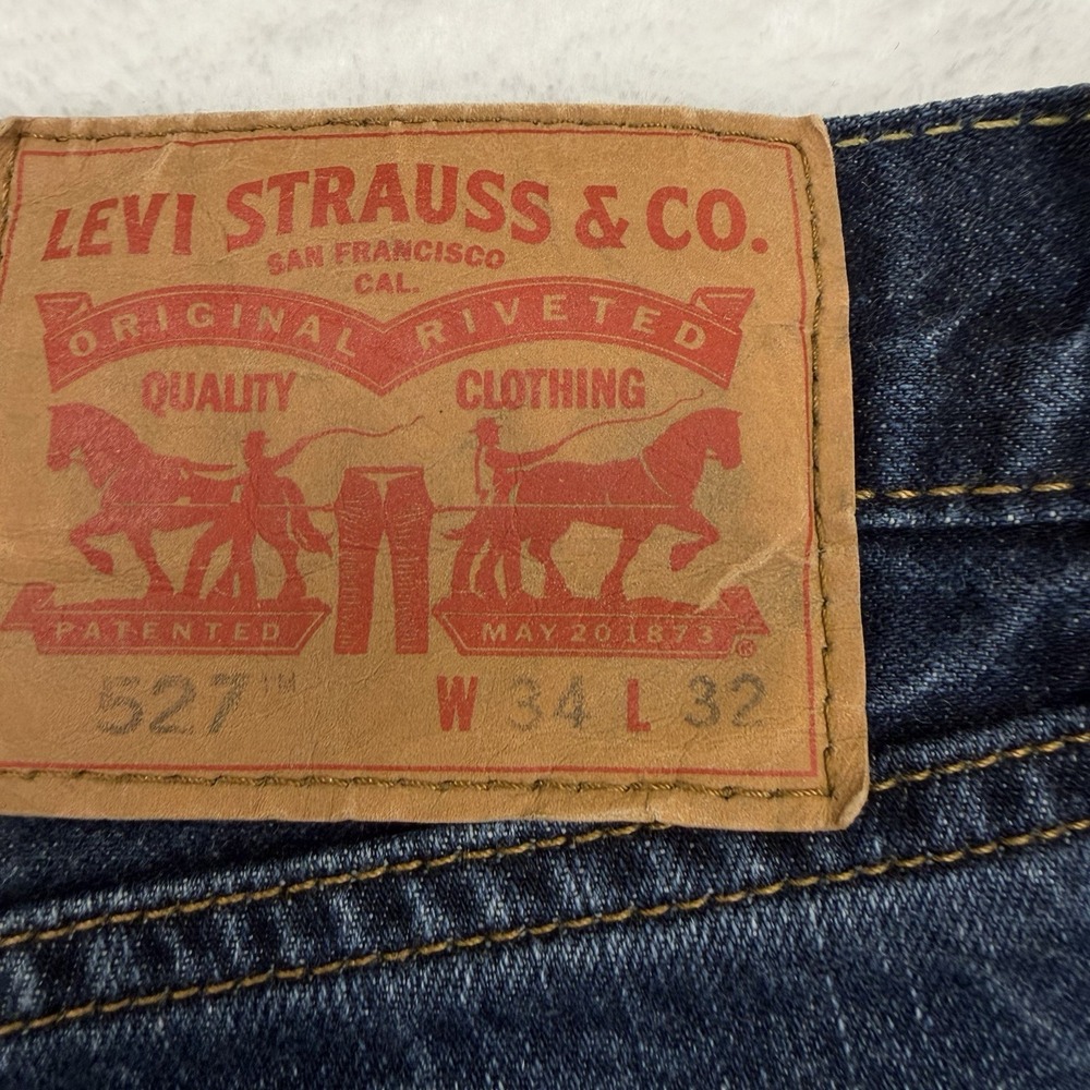 Levi's 527 Slim Bootcut Jeans Mens W34 L32 Light Blue Denim Casual Western - Picture 9 of 12